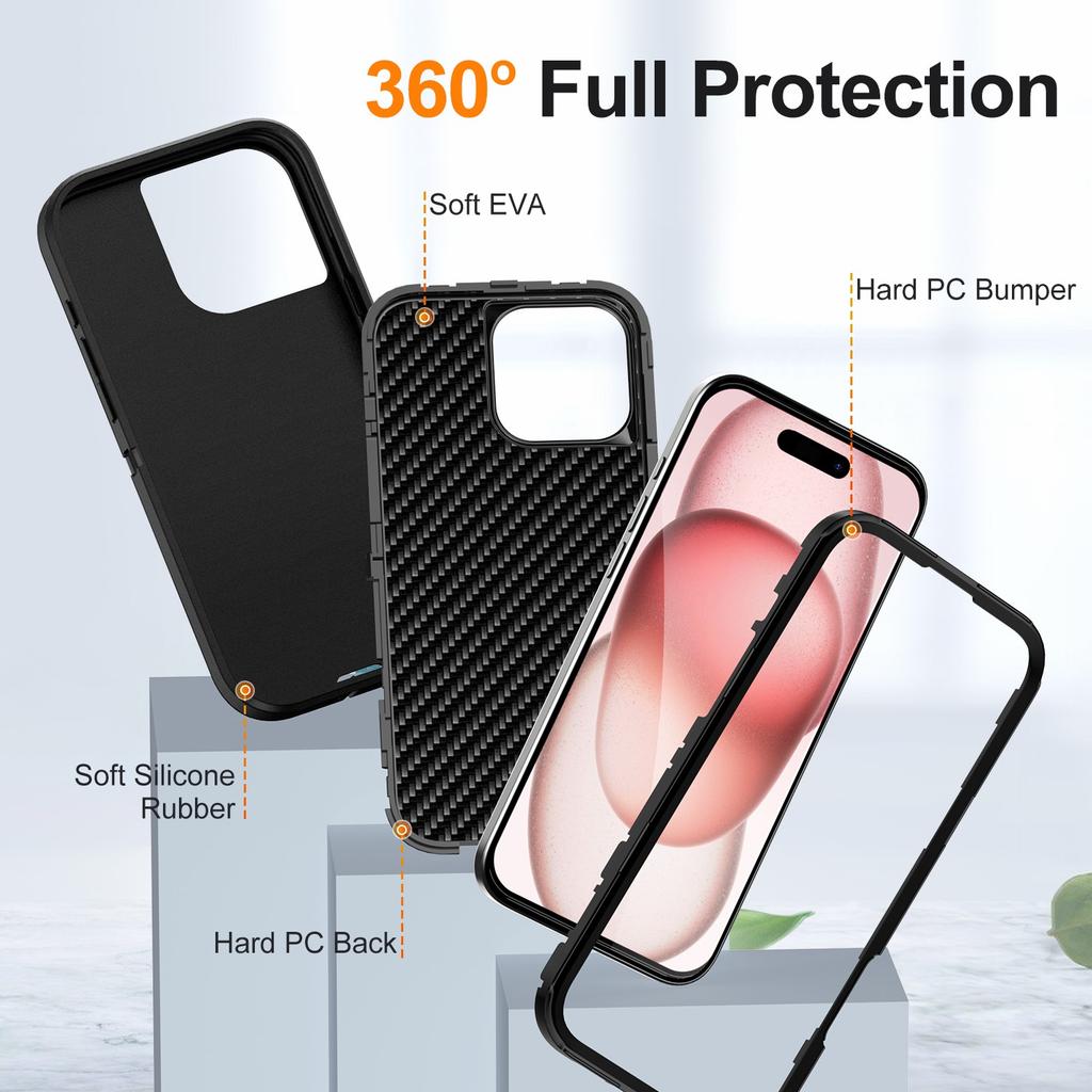 For iPhone 16 Pro Max Case PC+Silicone+EVA Drop Protection Mobile Phone Cover