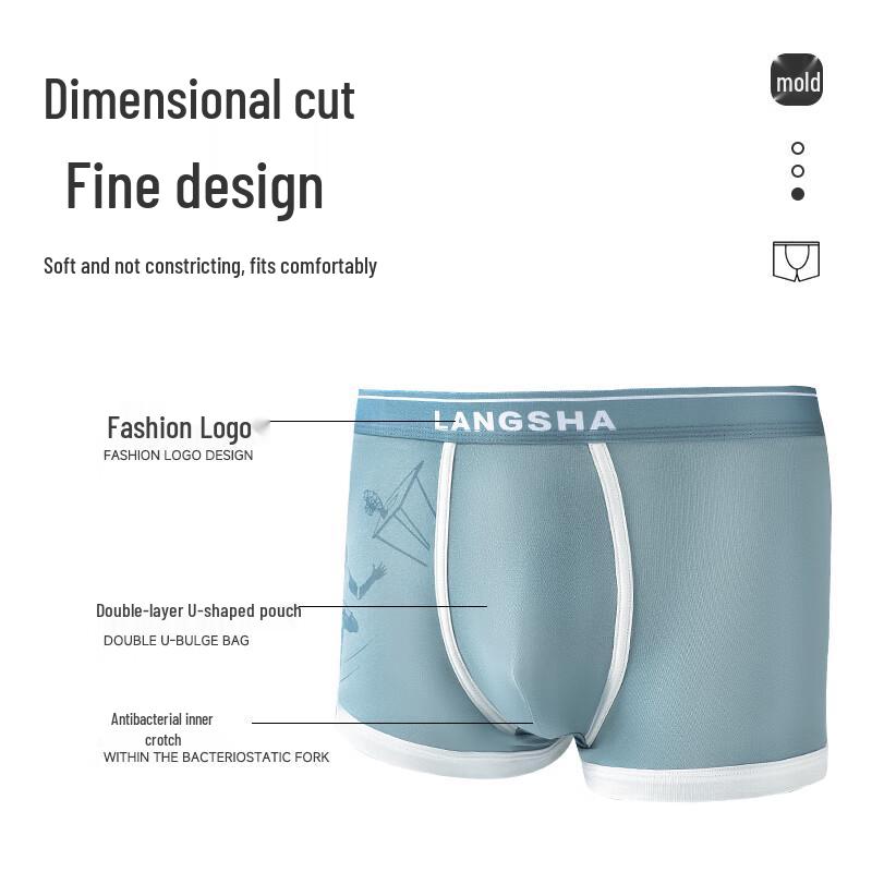 Langsha Men's Cotton Antibacterial Boxer Briefs 4-Pack