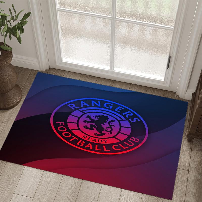 Rangers FC Design Crystal Velvet Carpet Cozy Non?Slip Printed Rug For Bedroom Living Room Entrance
