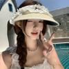 Elegant Lace Bow Wide Brim Sun Protection Hat For Women Adjustable Summer Accessory
