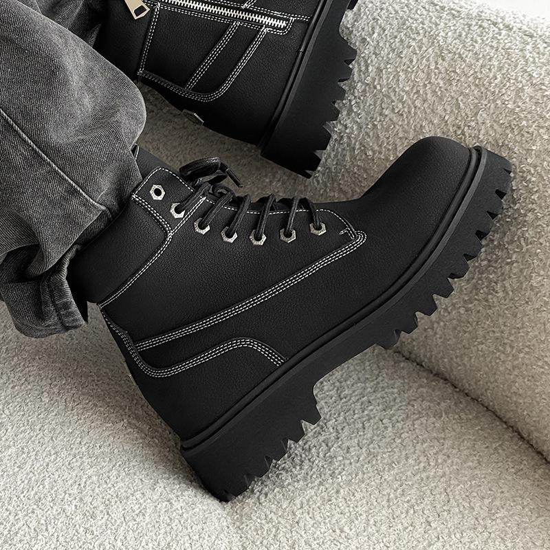Rhubarb boots thick-soled booster Martin boots casual British retro desert hiking boots Mickey yellow big boots