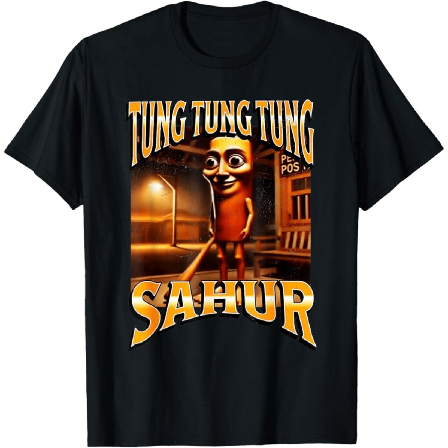 

Tung Tung Tung Sahur Funny Meme Brainrot Humor Gen Z T-Shirt(4) XXXXXL чорний