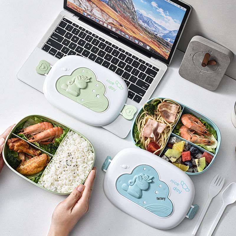 Scatola Bento Ovalare a Cartoni Animati: Lunch Box Portatile con Scomparti, Adatta al Microonde, per Studenti e Adulti