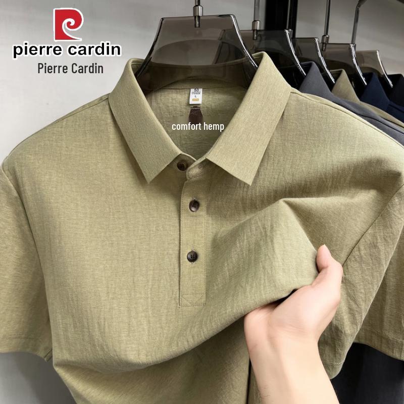 

Pierre Cardin Men s Linen Blend Short Sleeve Polo T-Shirt 2XL