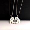 Cute Than Heart Cat Necklace Creative Cartoon Students Titanium Steel Pendant Niche Couple Necklace Pendant Does Not Lose Color