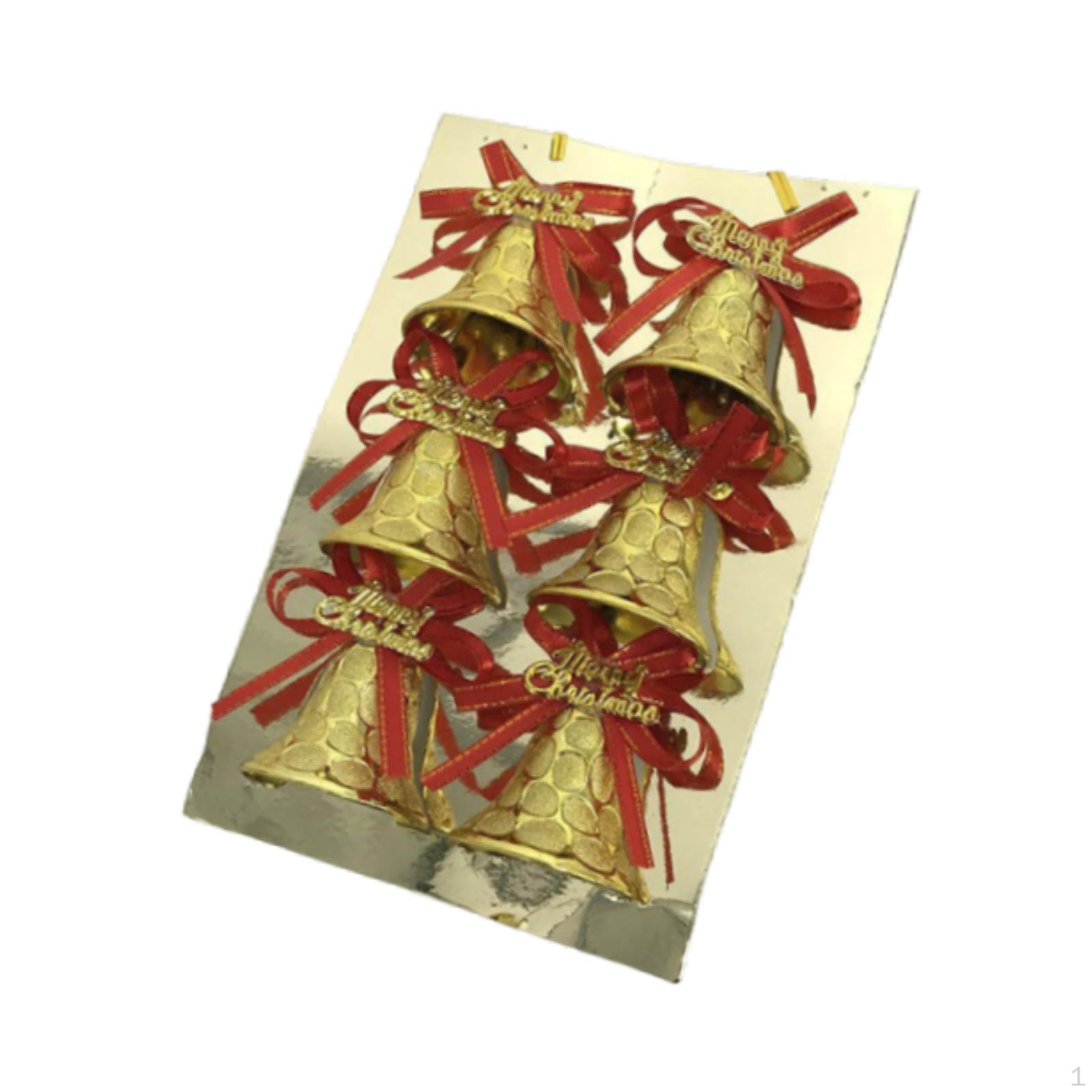 

6 рождественских колокольчиков для праздничного декора и упаковки подарков золотистый