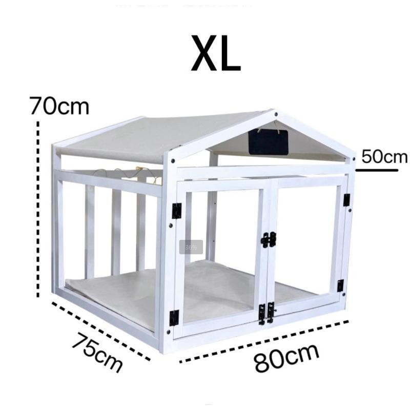 Wooden Transparent Pet House with Double Doors Indoor Dog Cat Crate Fence Stable Safe Houses for Small To Medium Cats Dogs