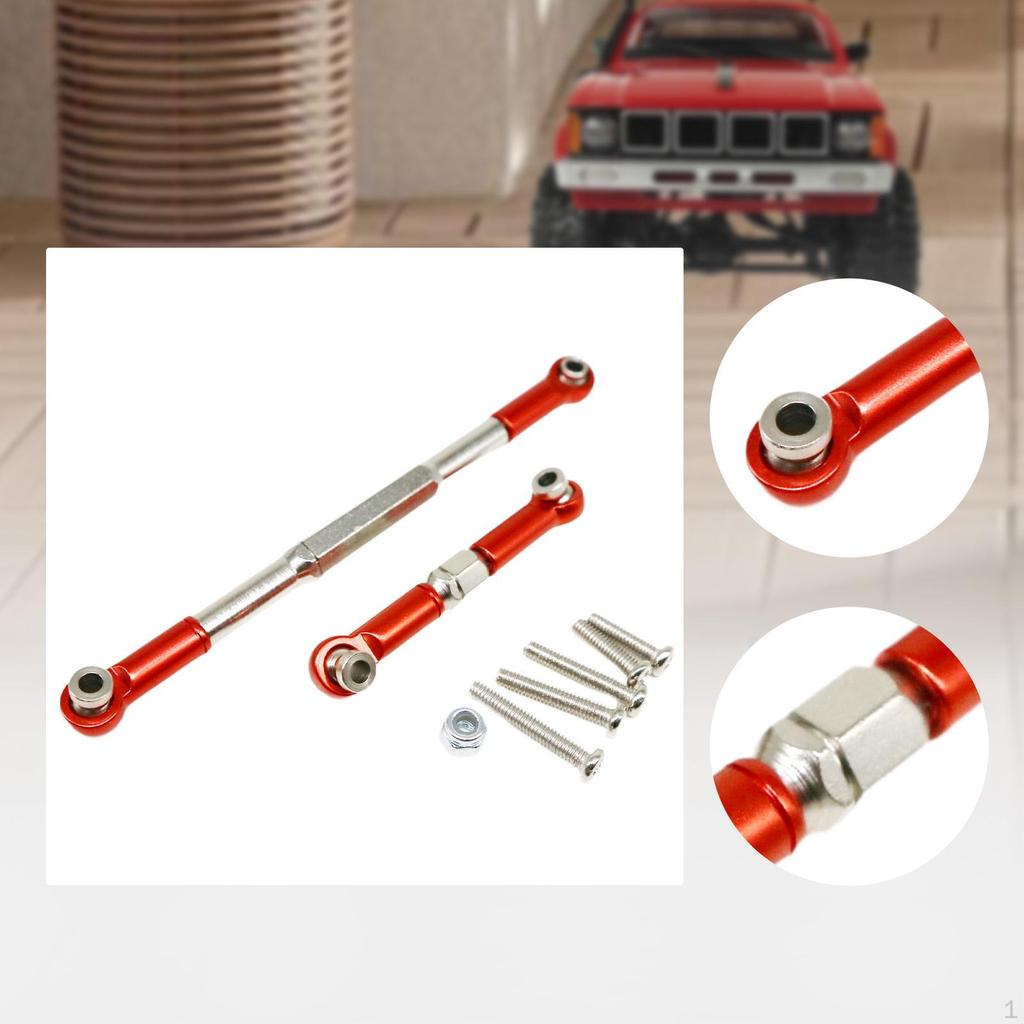 2x RC Car Steering Links Linkage Arm Tie Rod Ends Spare Parts Metal Pull Replacement