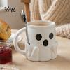 Umweltfreundlicher PLA-Becher Halloween-Eisbecher mit Löffelhalter, 3D-gedruckter niedlicher Geisterbecher, Mehrzweck-Aufbewahrungsbehälter Stiftehalter