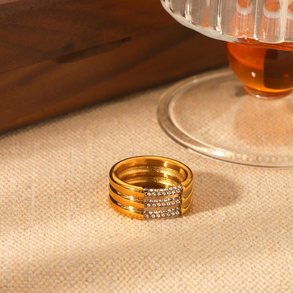 Same style multi-layer titanium steel ring for women, 18K gold stainless steel diamond ring, non-fading ring