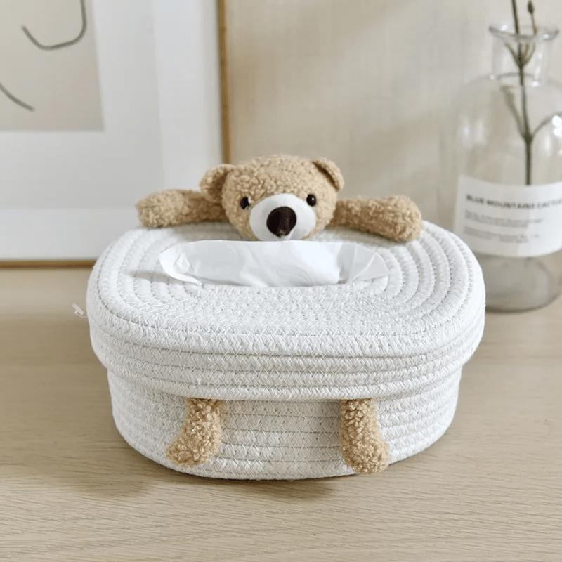 Nordic Style Creative Tissue Box Cartoon Cotton Rope Rectangular Home Living Room Table Napkin Holder