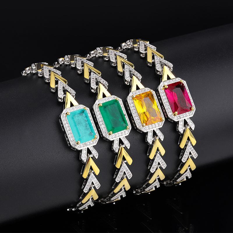 New Cuban Chain Paraiba Bracelet Jewelry Ruby Women's Style Fashionable Palace Retro Luxury