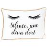 [Q9989] - Designer Cushion 'Diva - Sleeping Eyes' White Gold (Silence - a Diva Sleeps) - 40x30x9 Cm