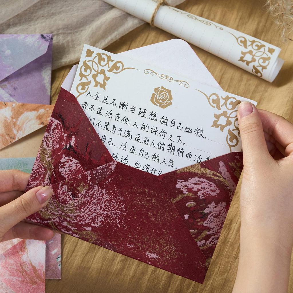 Retro Floral Embossed 3D Envelope & Letter Paper Set