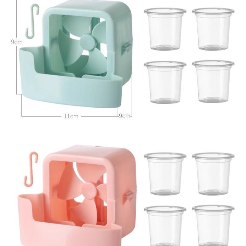 Electric Fan Cooling Storage Box Hanging Fan Cooling Tool with 4 Cup Household Cooling Box Fan Cooler Refrigeration Accessories