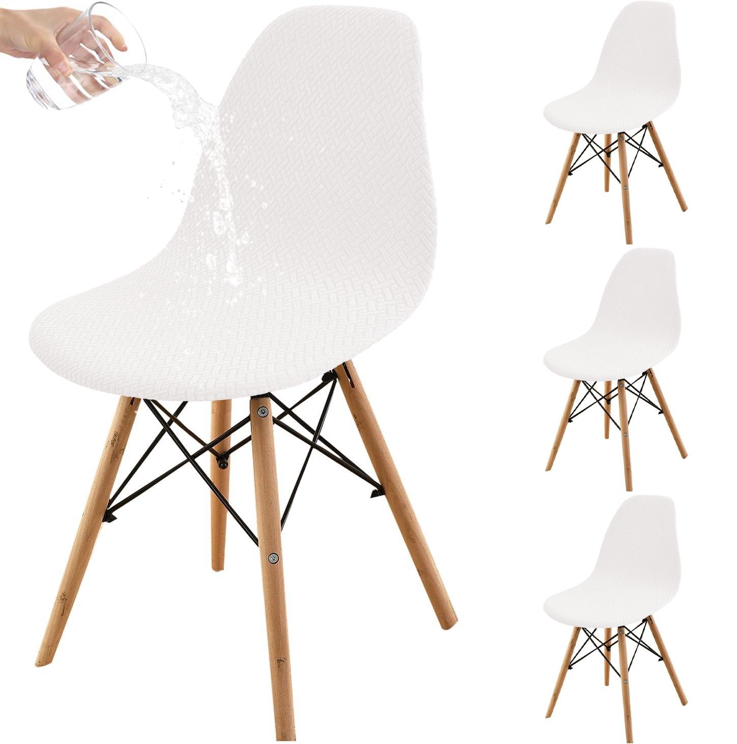 

4PCS Waterproof Jacquard Curved Dining Room Chair Covers Spandex Dining Chair Slipcover for Living Room Office Bar Banquet Home 4PC