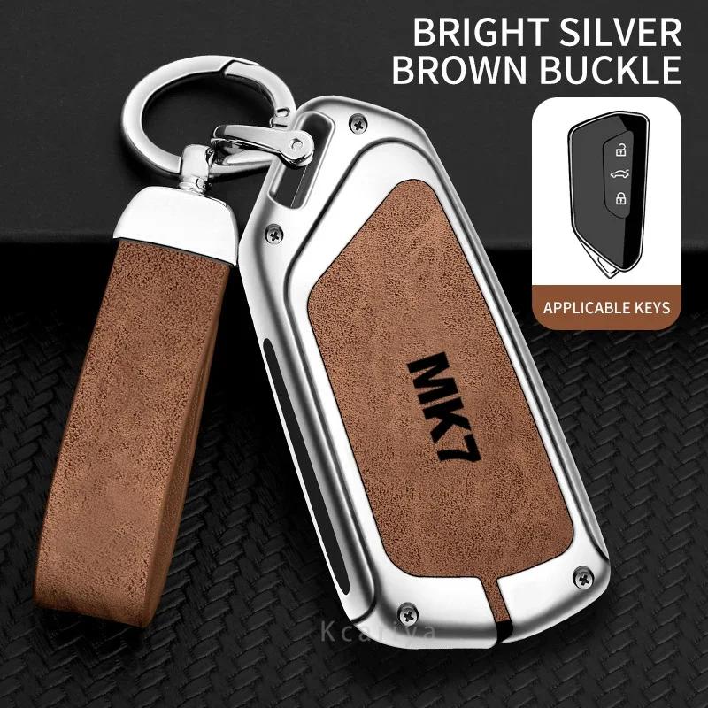 Auto TPU Zinc Alloy Key Case Bag For VW Volkswagen GOLF 7 MK7 Car Key Chain Car Metal Key Shell Interior Decoration Accessories