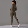 Knit Seamless Long Sleeve Yoga Set High Waist Sports Pants Exercise Running Suit Fitness Clothing