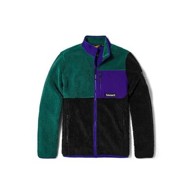 Color Block Fleece Lined Zip Pocket Jacket Men Jackets Black Green A2AXT-CU0