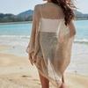 Women Sun Protection Shawl Lady Summer Hollow Out Knit Cardigan Holiday Solid Bikini Blouse Breathable Beach Cape Sexy Tippet Tops