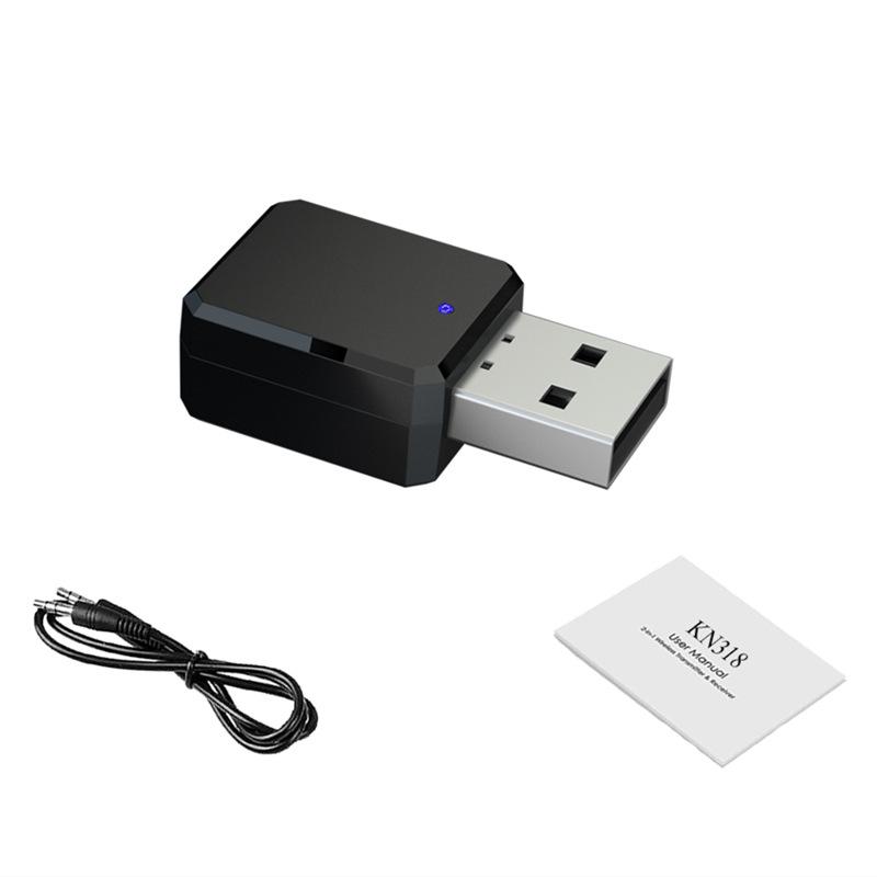 

Bluetooth V5.1 Аудіоконвертер Bluetooth Приймач Вихід USB та AUX Двоканальне Стерео з Мікрофоном
