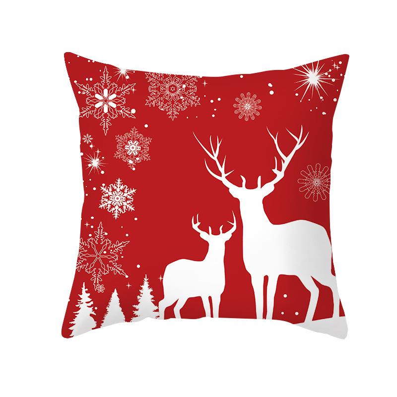 Wish Christmas Pillow Cover Peach Skin Printed Waterproof Cushion Cover Home Supplies Pillow Cover