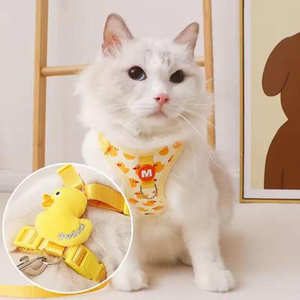 Adjustable Buckle Yellow Duck Dog Rope Vest Style Cartoon Dog Leash Pet Harness  Yorkshire