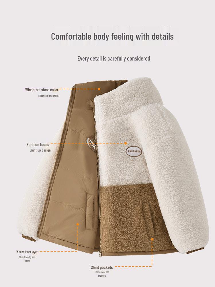 Unisex Reversible Lambswool Coat for Kids - Korean Style Winter Warmth, Double-Sided Wear, Trendy Autumn Fashion