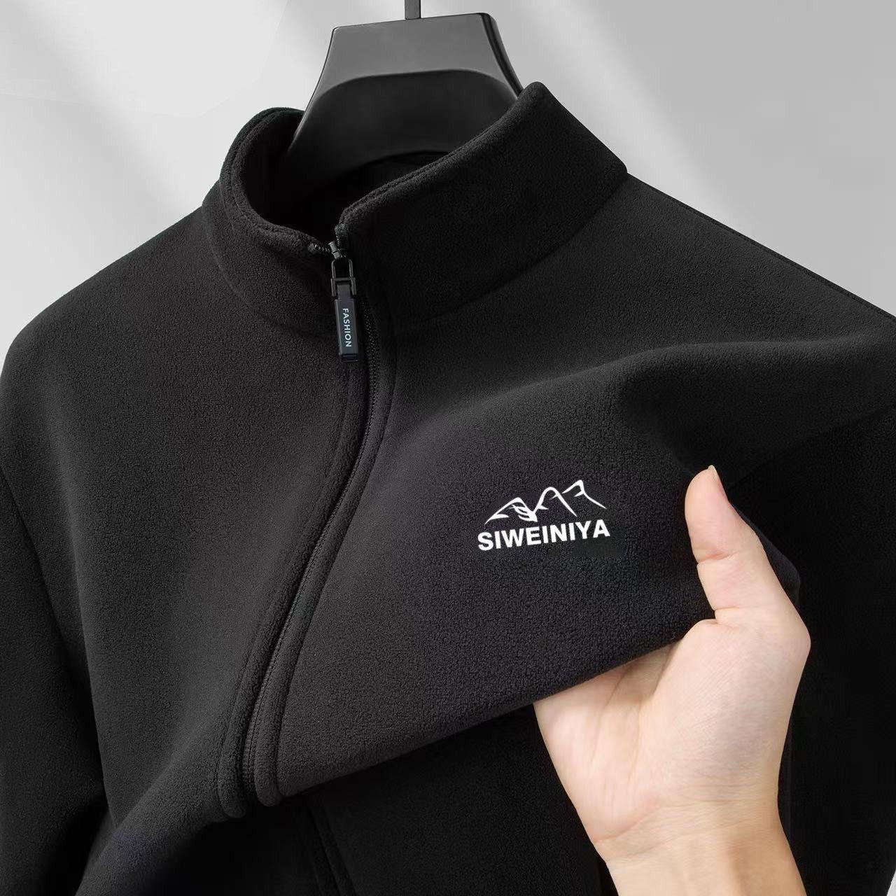 Мужской утолщенный флисовый кардиган на молнии с воротником-стойкой M