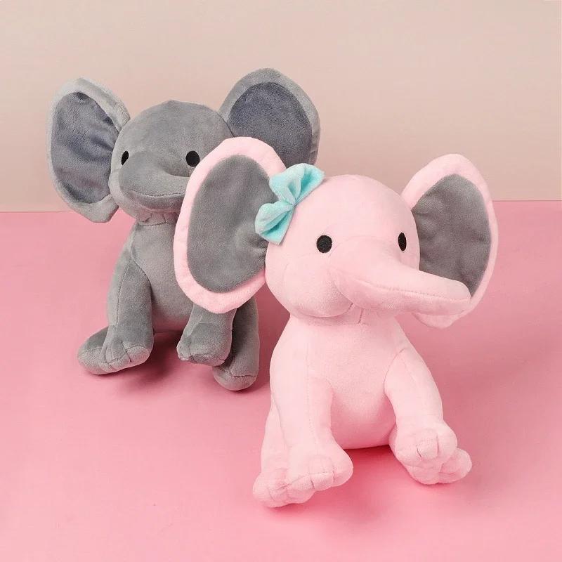 Jucării de pluș umplute cu elefant gri de 25 cm Animale Kawaii Pernă umplută pentru dormit moale păpușă Plushie pentru camera bebelușului Cadouri decorative