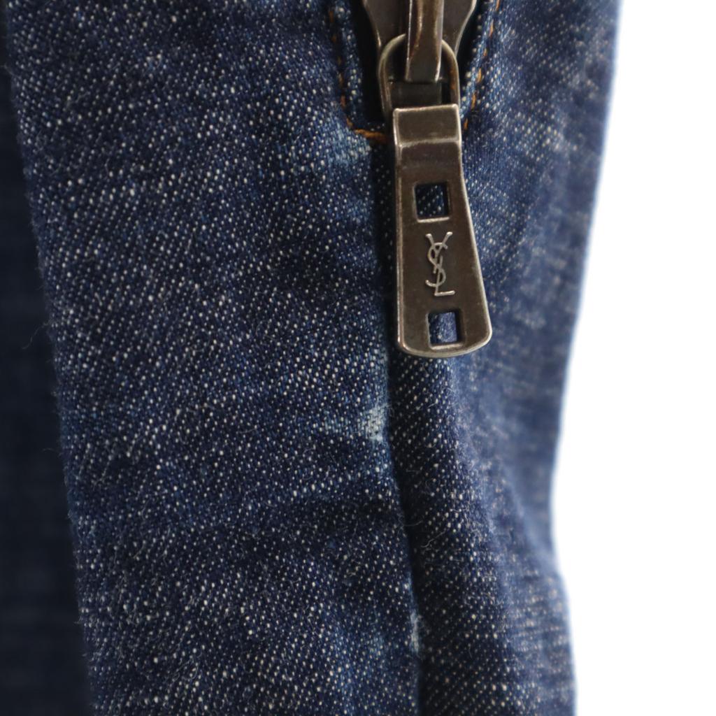 Yves Saint Laurent Made In Italy Flare Denim Pants RIRI Zip Heart Jeans Women Used