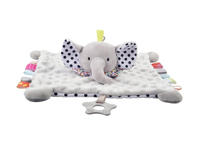 Funnyzoo Baby Animal Soothing Toy & Blanket with Teether and Rattle Bib