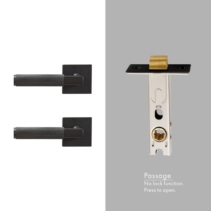 Dooroom Knurled Brass Door Lock Set Modern Interior Bedroom Bathroom Double Wood Door Lever Set Dummy Privacy Passage Lock