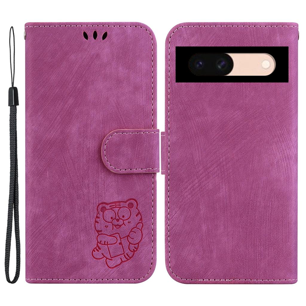 For Google Pixel 8a Case Cute Tiger Imprinted Leather Full Protection Phone Cover
