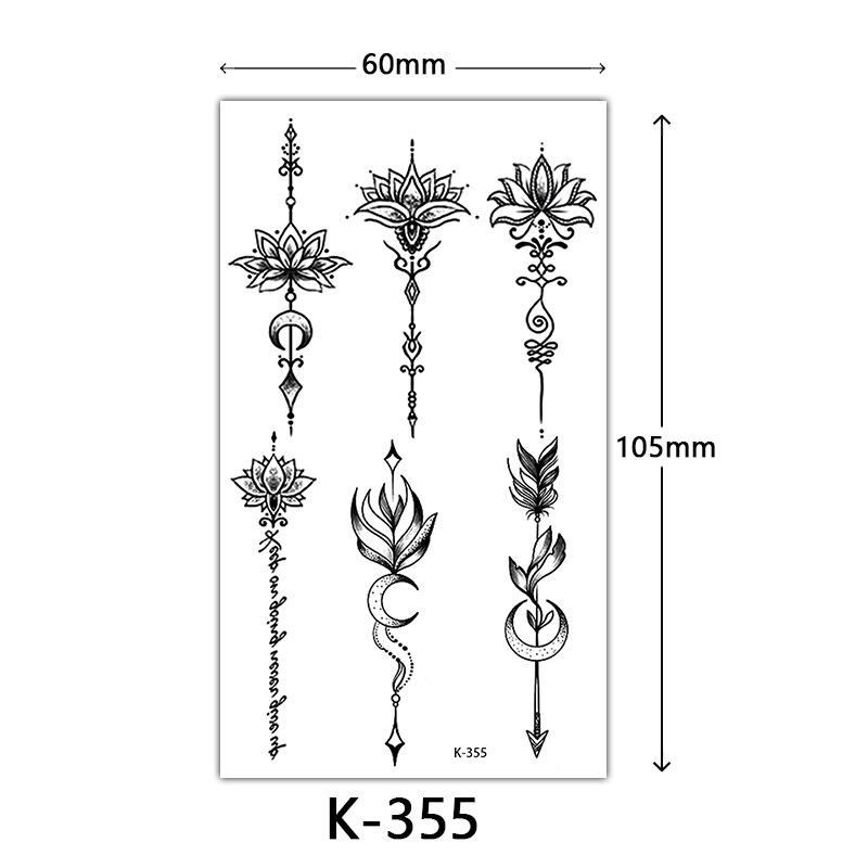 Pegatinas de Tatuaje Impermeables Frescas Pequeñas: Letras Inglesas, Flores, Mariposas, Líneas de Boceto