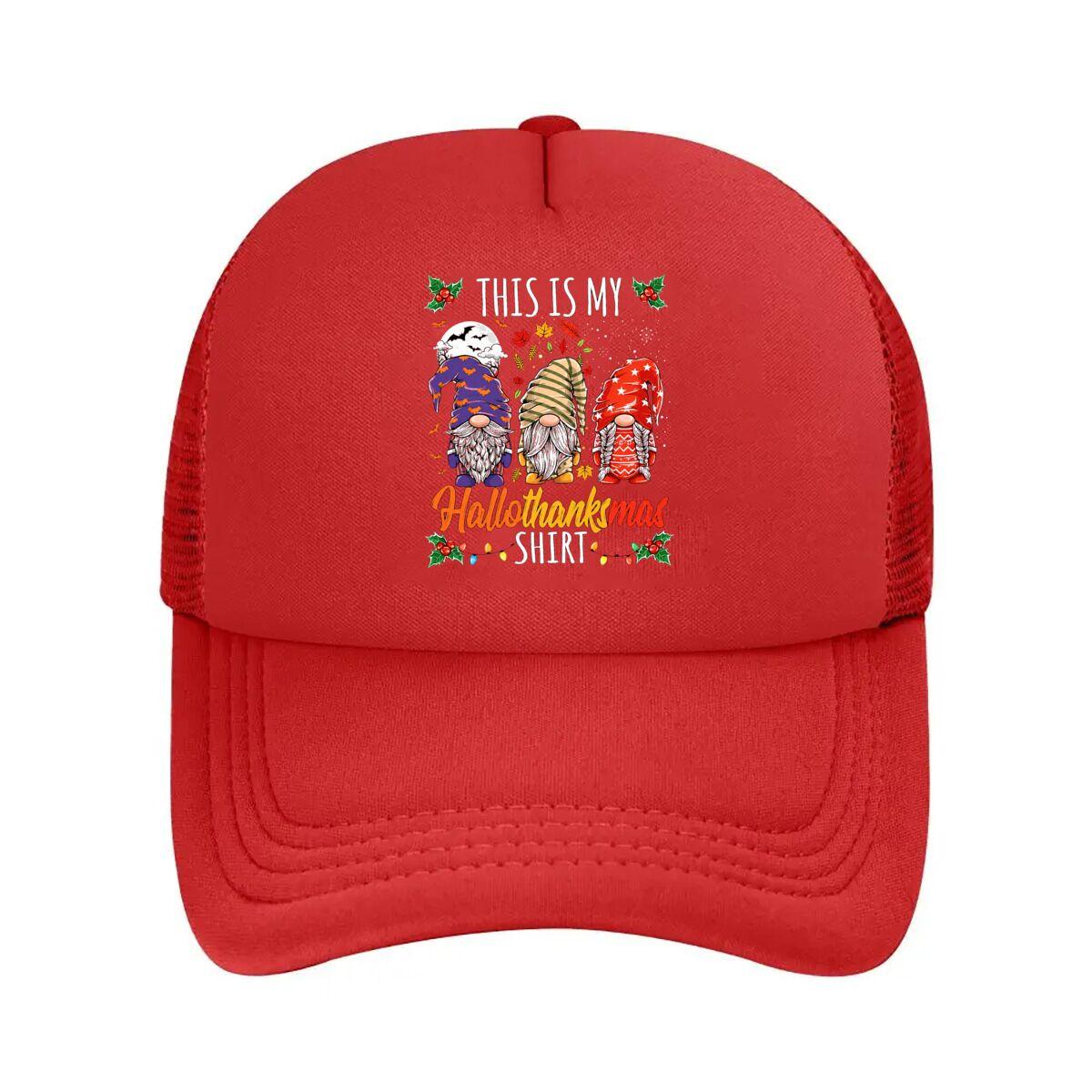 Funny Three Gnomes Hallothanksmas  Mesh Baseball Cap Hip Hop Adjustable