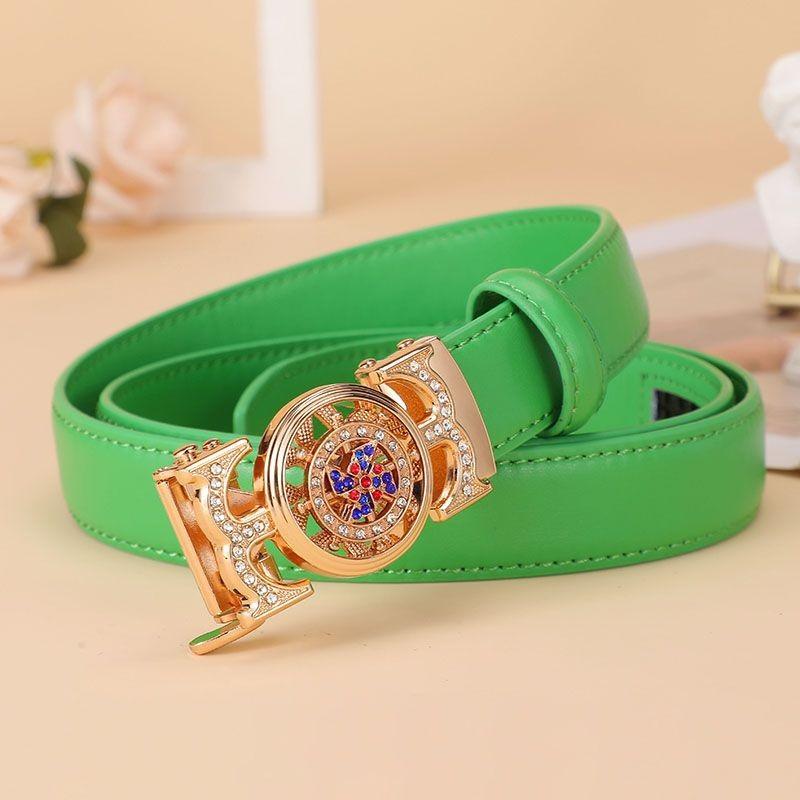 Fashion Stylish Womens Versatile Automatic Buckle Decorative Denim Belt For 2024