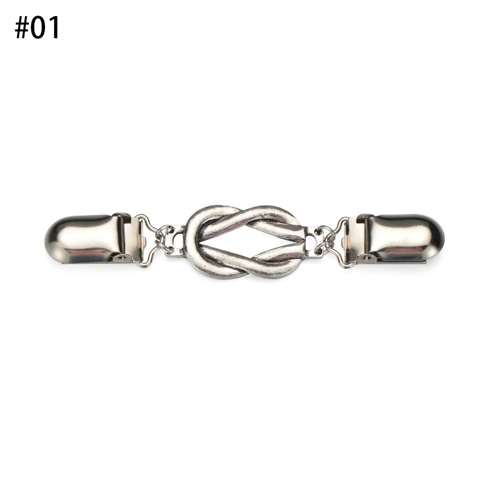 1PC Retro Women Cardigan Sweater Blouse Shawl Clips Shirt Collar Flower Pattern Duck Clip Clasps Fashion Clothing Accessories