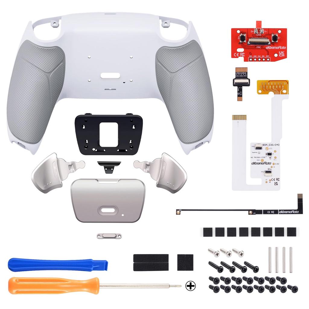 Controller not eXtremeRate RISE V3 Metal Back Paddle Remap Kit for PS5 Controllers and Includes Upgrade Board with White Redesigned Back Case and