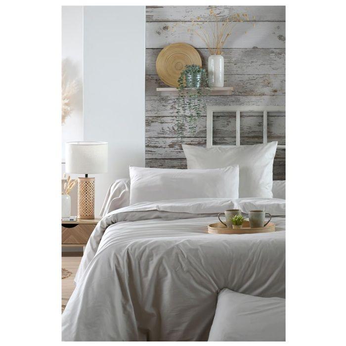 Drap housse percale de coton 180 x 200 cm Elysee Lin