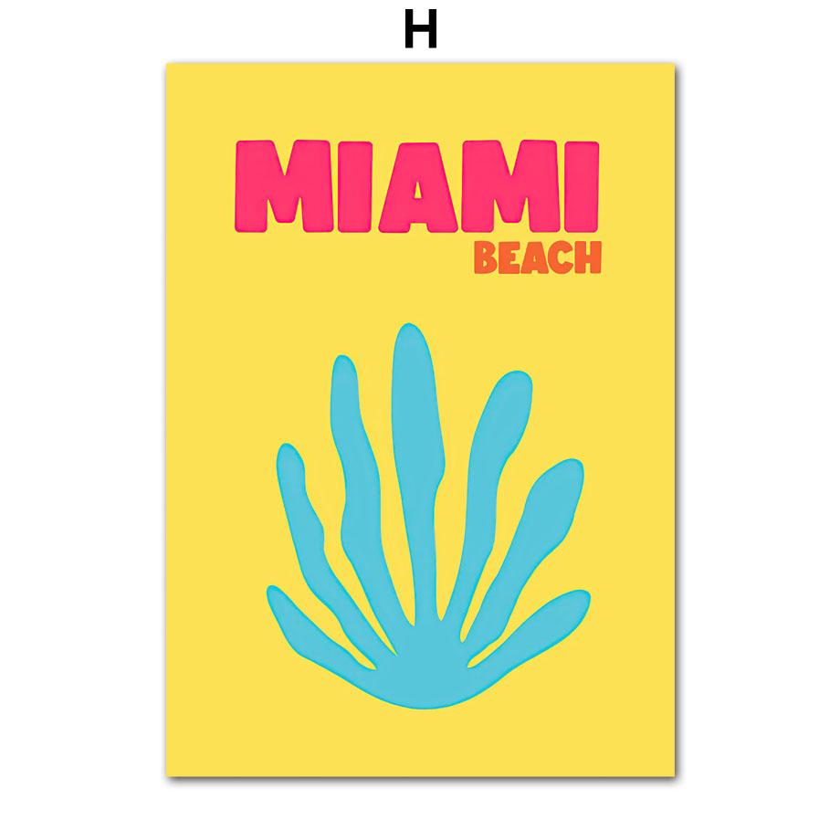 Preppy Color Travel Posters Miami Bondi Palms Ibiza Mykonos Capry Art Print Minimalist Nordic Canvas Painting Living Room Decor