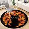 1pc Autumn Cat Office Round Area Rug, Indoor Mat Suitable For Office, Under Office Chairs Bedroom Living Room Home Decor, Room Deco 095