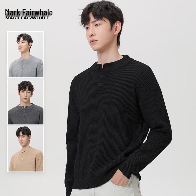 Mark Fairwhale Men's Retro Henley Button Knit Sweater