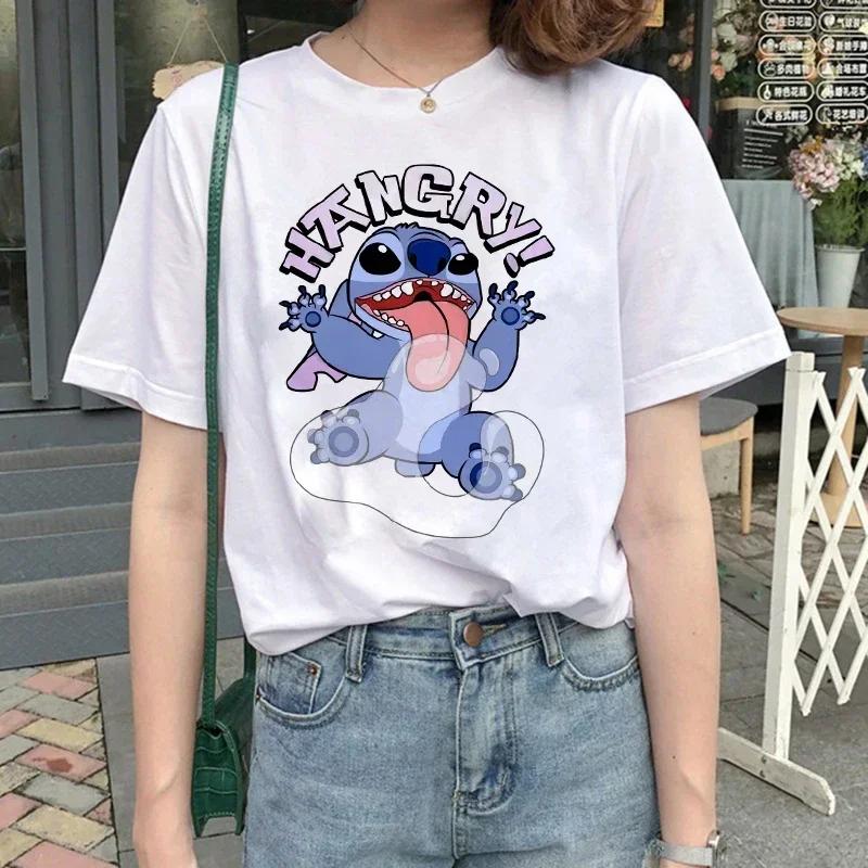Funny Kawaii Shirt Disney Lilo Stitch Cartoon T Shirt Stitch Cute Manga T-shirt Y2k Graphic Tshirt Top Tee Clothes