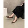 Stiletto High Heels Spitze Wildleder Einzelne Schuhe Frühling und Herbst Kitten Heel mit Rock Pendler Schuhe