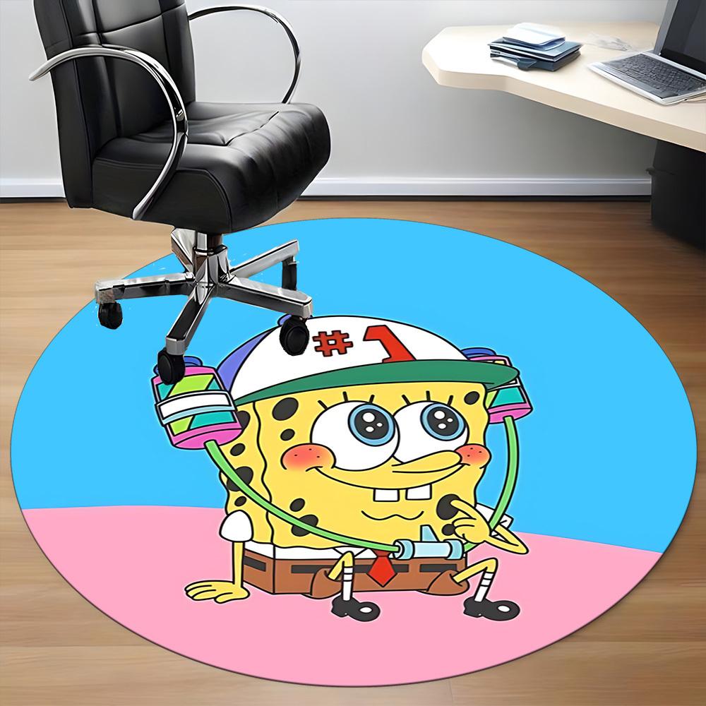 1pcSpongebob Office Round Area Rug, Indoor Mat Suitable For Office,Bedroom Living Room Home Decor, Room Deco A0928130