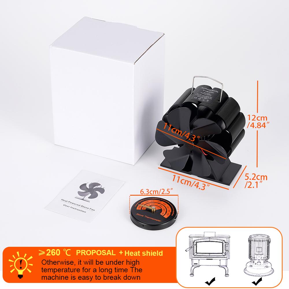 

Mini Stove Fan 6Blades Heat Powered Fireplace Fan Log Wood Burner Heater Quiet Eco Hot Fan Home Efficient Heat Distribution