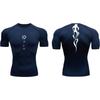 Men's Compression Shirt Printed Fitness Sport Running Tight Gym TShirts Athletic Workout Bodybuilding Quick Dry Tops Tee Summer