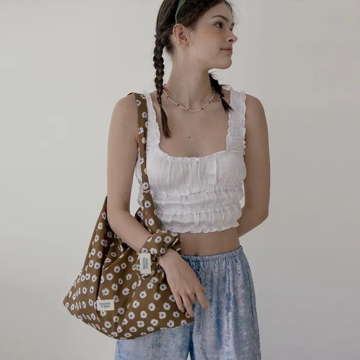 Floral eco bag _ caramel
