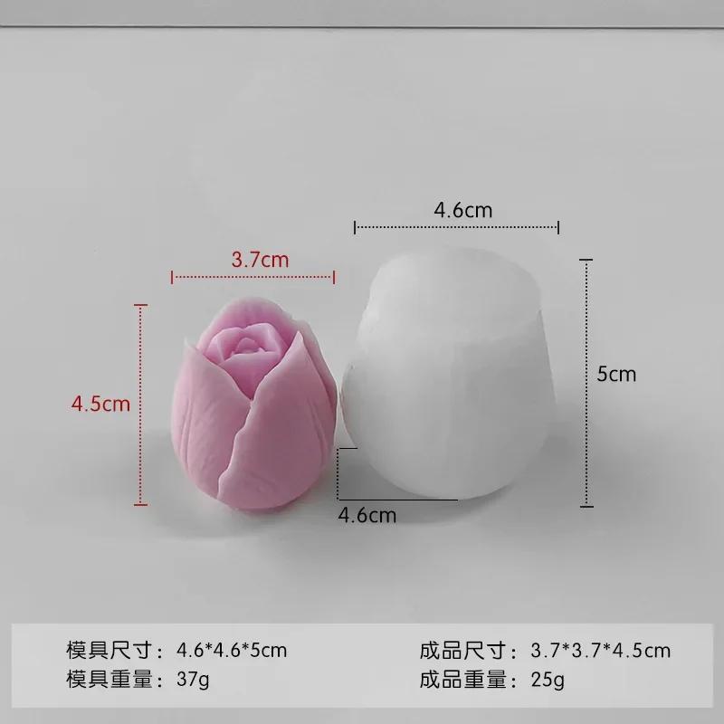 6pcs Tulip Candle Mold 3D Flower Silicone Mold Handmade Aromatherapy Candle,Soap,Resin,Gypsum Casting Mold for Home Decoration